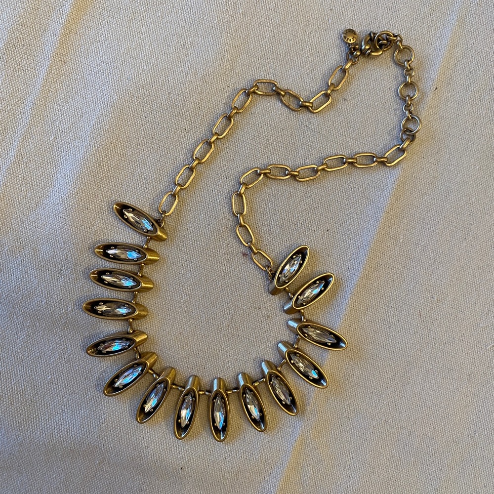 J Crew necklace with white rhinestones